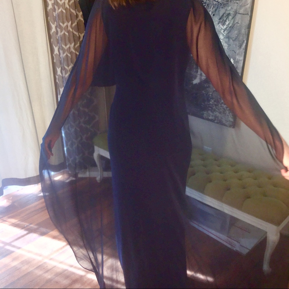 ❎SOLD❎ RALPH LAUREN Floor Caped Navy Evening Gown - Picture 8 of 8